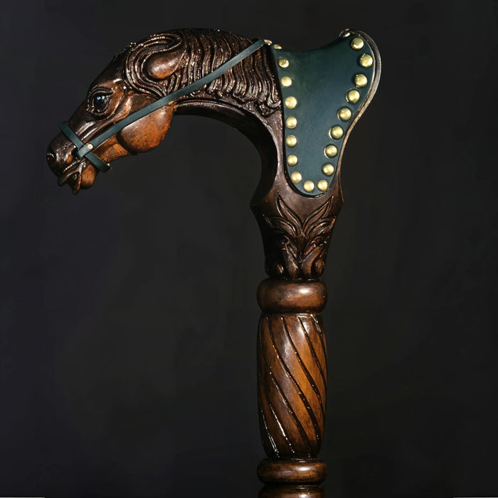 Majestic Horse Head Wooden Walking Cane – Artisan Gift Edition