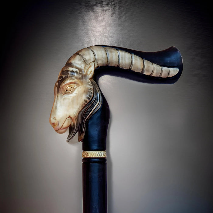 Capricorn Zodiac Walking Stick – Handcrafted Wooden Cane with Unique Design