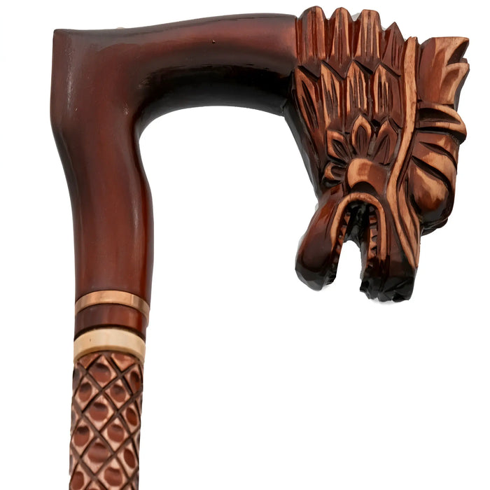 Dragon Handcrafted Wooden Walking Cane with Ergonomic Handle