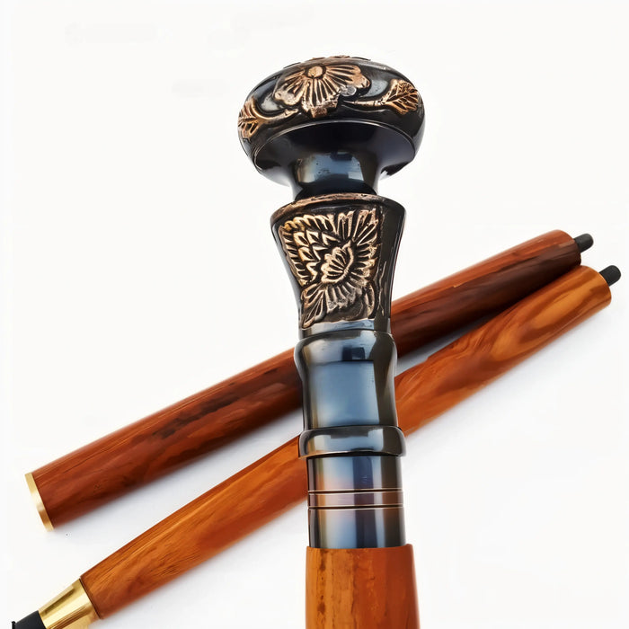 Deluxe Handcrafted Wooden Walking Cane with Carved Head