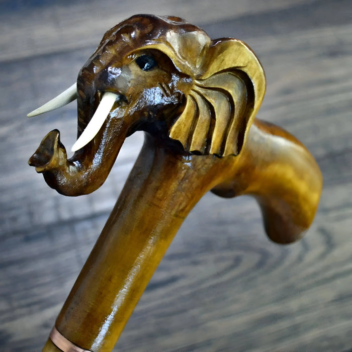 Elegant Elephant Walking Stick – Handcrafted Woodcarving