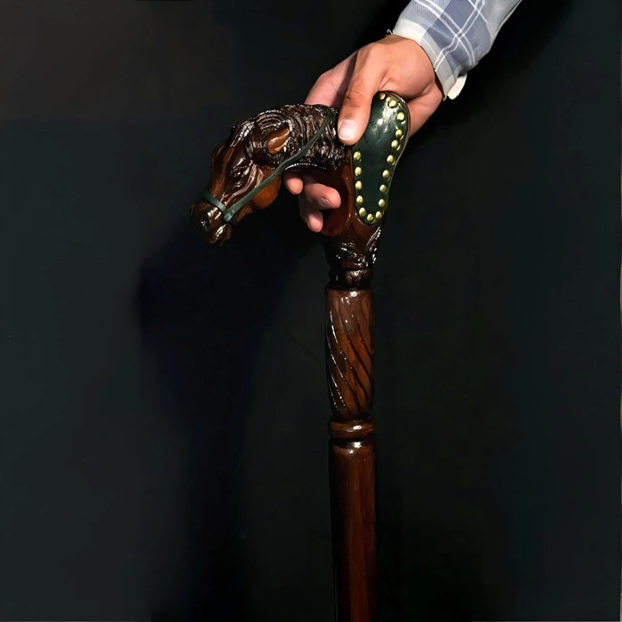 Majestic Horse Head Wooden Walking Cane – Artisan Gift Edition