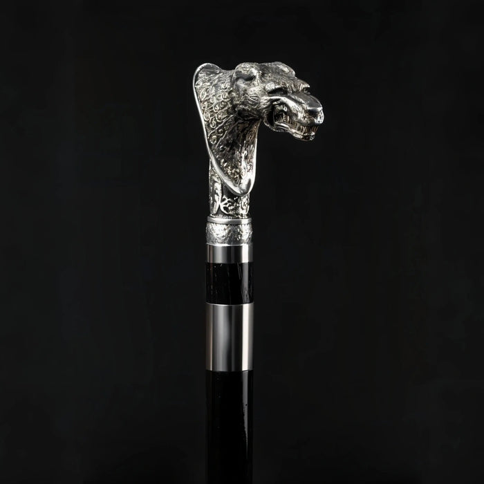 Stylish Wolf-Head Walking Stick – Antique Silver Finish, Perfect for Collectors