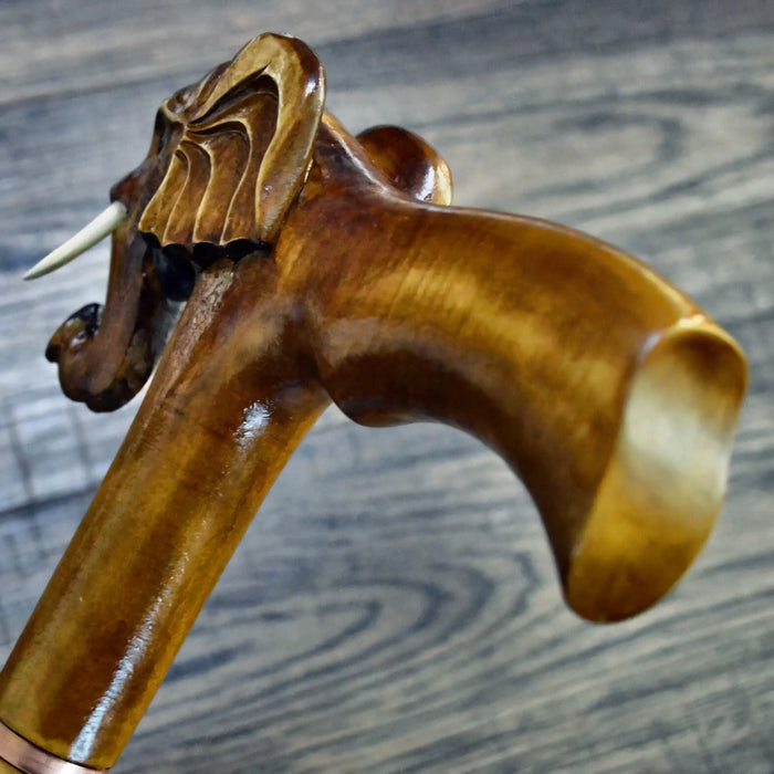 Elegant Elephant Walking Stick – Handcrafted Woodcarving