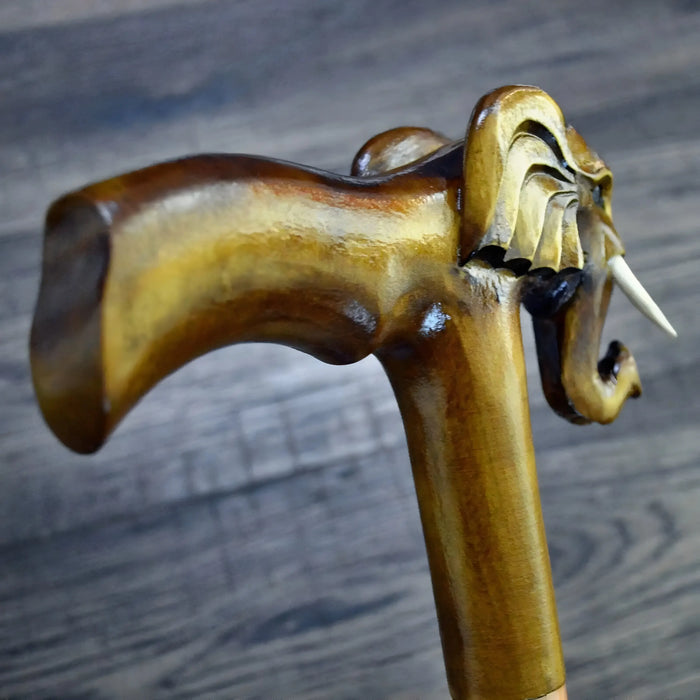 Elegant Elephant Walking Stick – Handcrafted Woodcarving