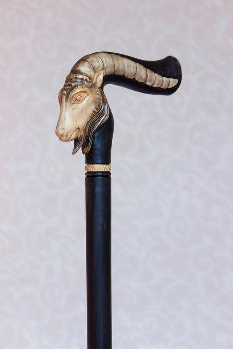 Capricorn Zodiac Walking Stick – Handcrafted Wooden Cane with Unique Design