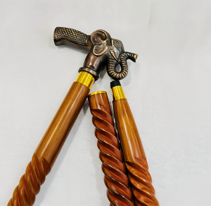 Handmade Elephant Head Wooden Walking Cane