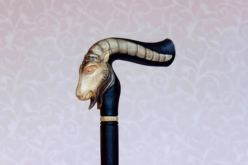 Capricorn Zodiac Walking Stick – Handcrafted Wooden Cane with Unique Design