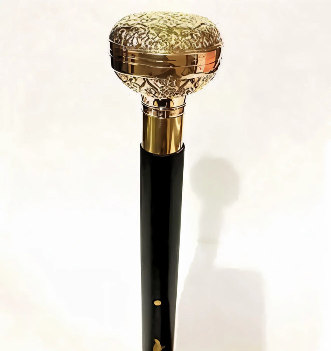 Vintage Nautical Wooden Walking Stick with Brass Handle – Handcrafted Elegance