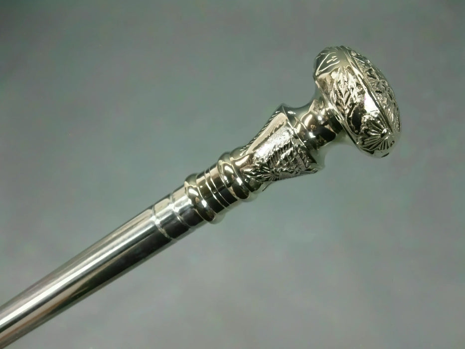 Handmade Stainless Steel Walking Stick with Classic Finish