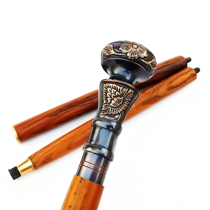 Deluxe Handcrafted Wooden Walking Cane with Carved Head