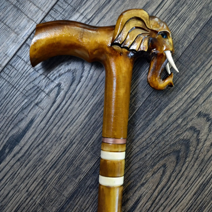 Elegant Elephant Walking Stick – Handcrafted Woodcarving