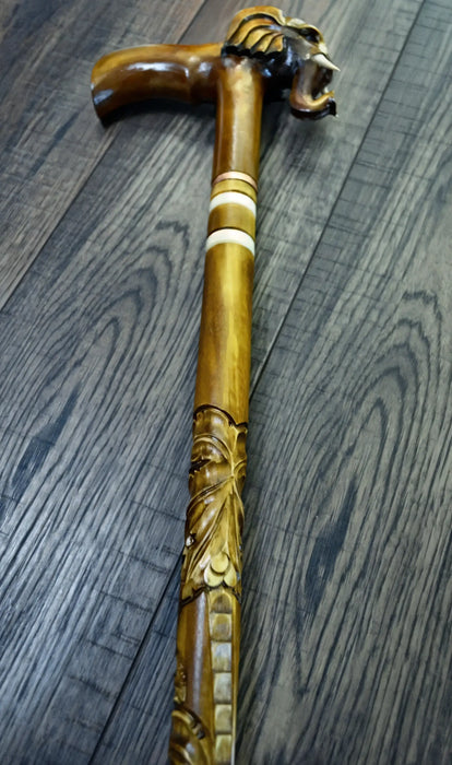 Elegant Elephant Walking Stick – Handcrafted Woodcarving