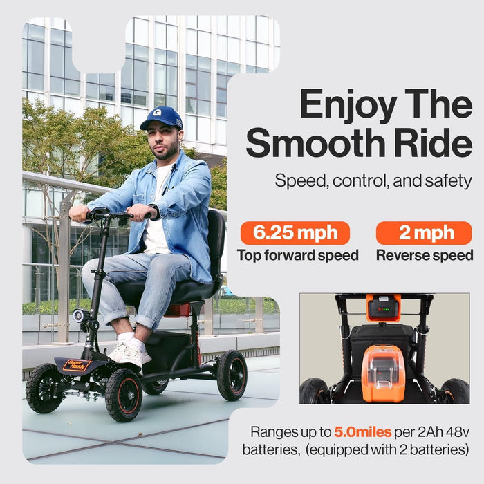 SuperHandy Explorer Mobility Scooter - Heavy-Duty Design, 48V 2Ah Battery, 350 lb Capacity