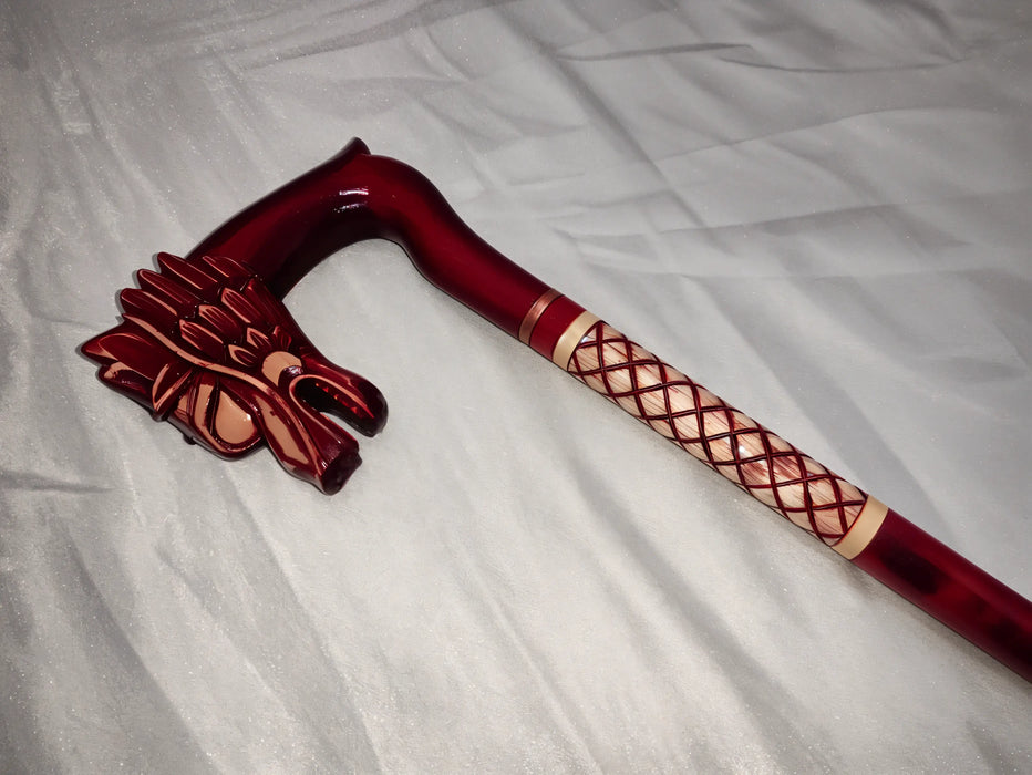 Dragon Handcrafted Wooden Walking Cane with Ergonomic Handle