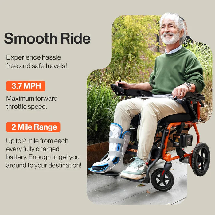 SuperHandy GoRide 2 Electric Wheelchair - 48V 2Ah Battery, 330 Lbs Max Weight