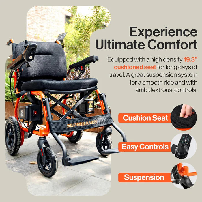 SuperHandy GoRide 2 Electric Wheelchair - 48V 2Ah Battery, 330 Lbs Max Weight