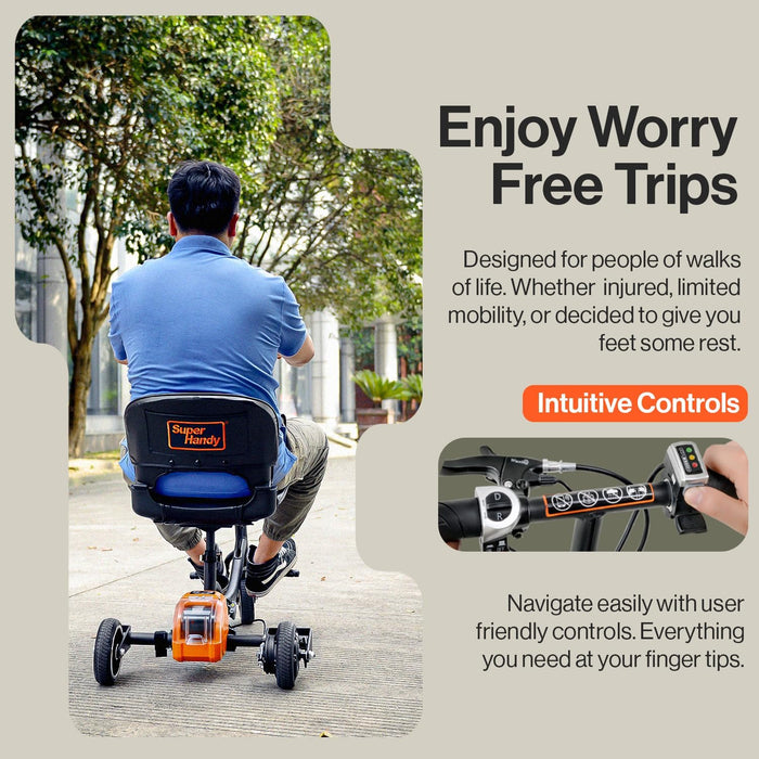 SuperHandy Passport Mobility Scooter - 48V 2Ah Battery, Lightweight (35 lbs), Foldable + Extra Battery