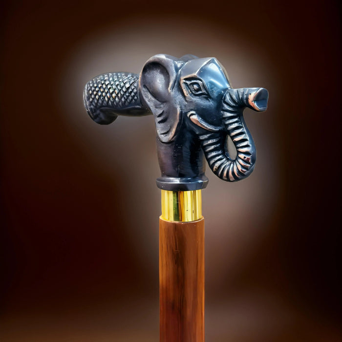 Handmade Elephant Head Wooden Walking Cane