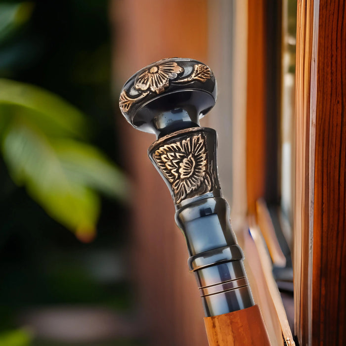 Deluxe Handcrafted Wooden Walking Cane with Carved Head