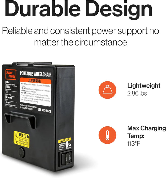 SuperHandy Easy to Swap 24V Lithium-Ion Rechargeable Battery