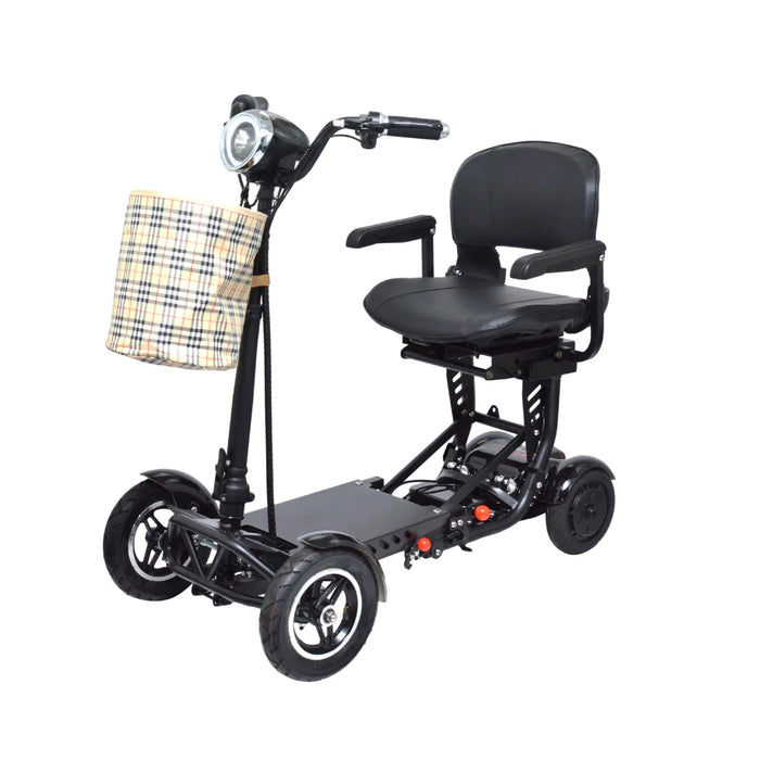 Black Plus ComfyGO MS-3000 Foldable Mobility Scooter with a basket