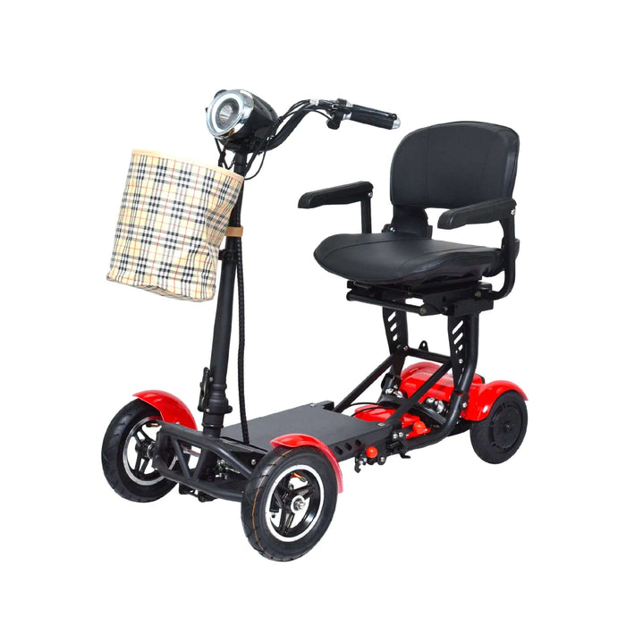 Red Plus ComfyGO MS-3000 Foldable Mobility Scooter with a basket