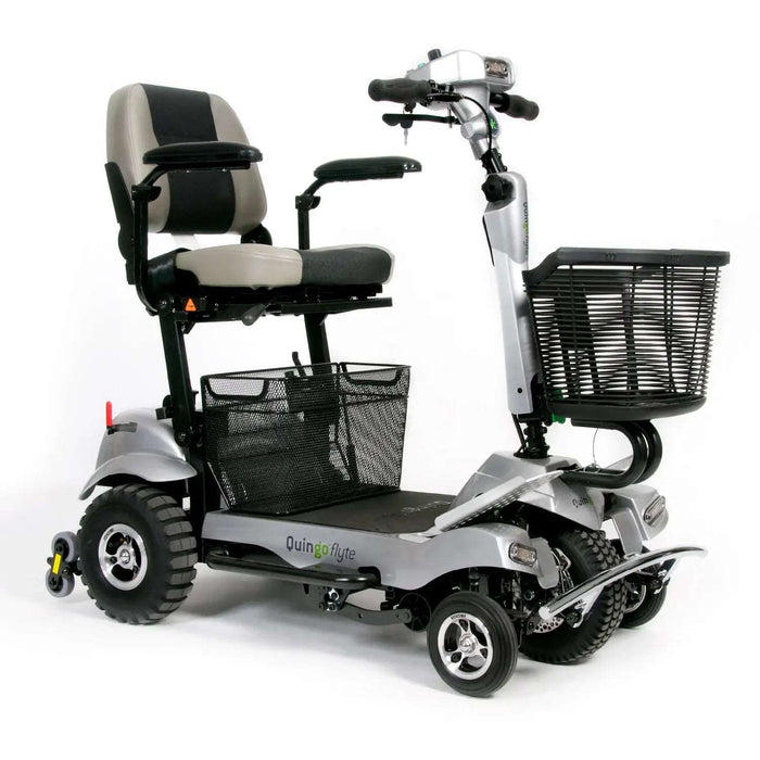 ComfyGO Quingo Flyte Mobility Scooter With MK2 Self Loading Ramp from perspective looking to right