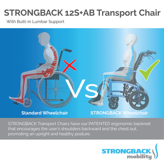 STRONGBACK 12S+AB Transport Wheelchair | Comfortable and Stylish (1016AB-Parent)