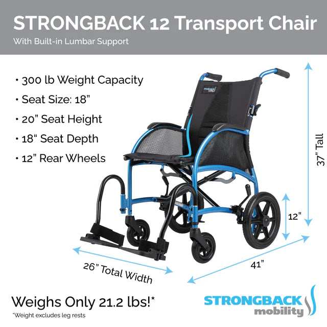 STRONGBACK 12 Transport Wheelchair | Comfortable and Versatile (1003-Parent)