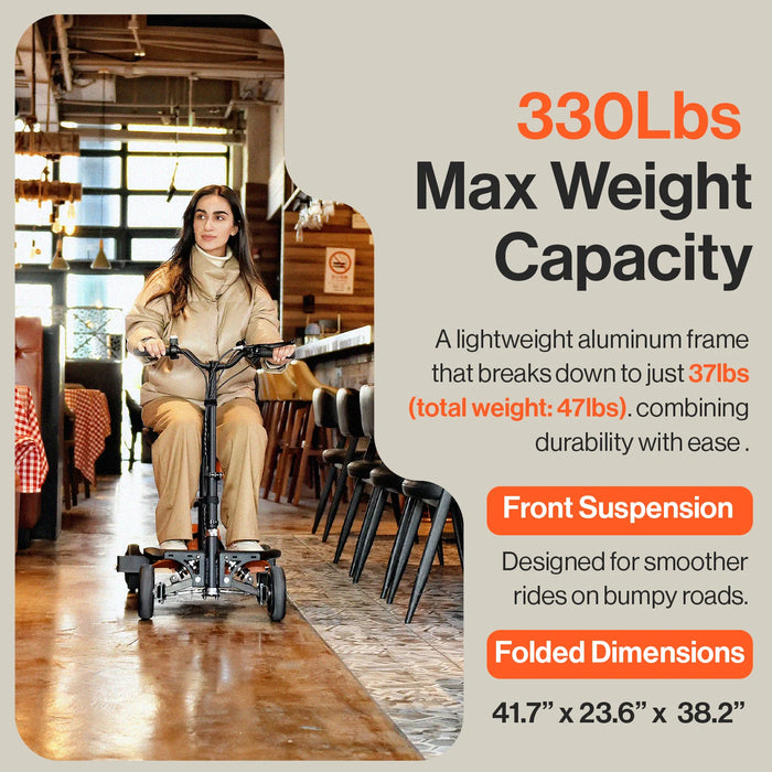 SuperHandy Passport Pro Mobility Scooter - Foldable, 48V Li-Ion Battery, 330lbs Load