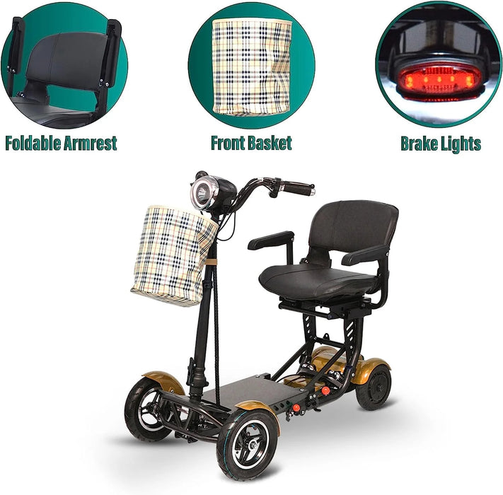 Gold Plus ComfyGO MS-3000 Foldable Mobility Scooter with a basket features