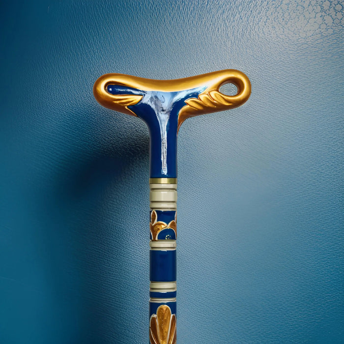 Luxury Handmade Gold&Blue Wooden Walking Stick