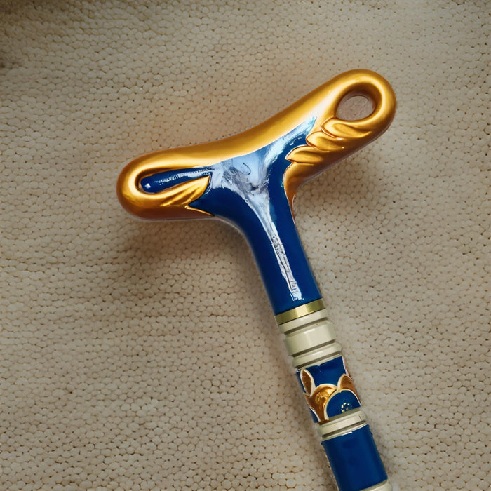 Luxury Handmade Gold&Blue Wooden Walking Stick