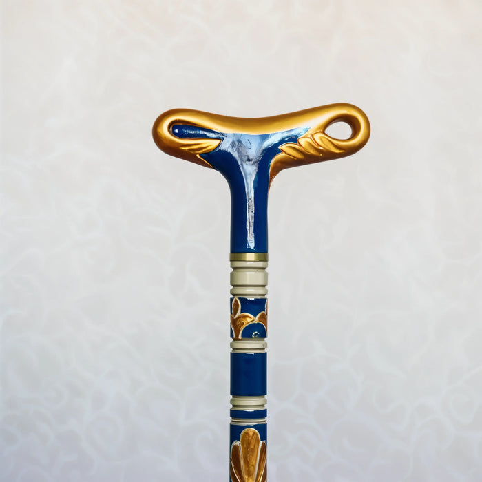 Luxury Handmade Gold&Blue Wooden Walking Stick