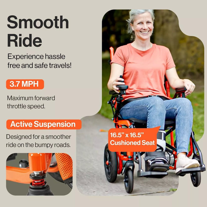 SuperHandy GoRide Electric Wheelchair - 24V 6Ah Battery, 220 Lbs Max Weight